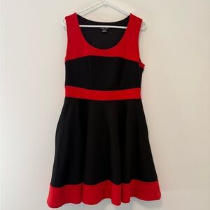 City Chic Fit and Flare Black and Red Mini Dress